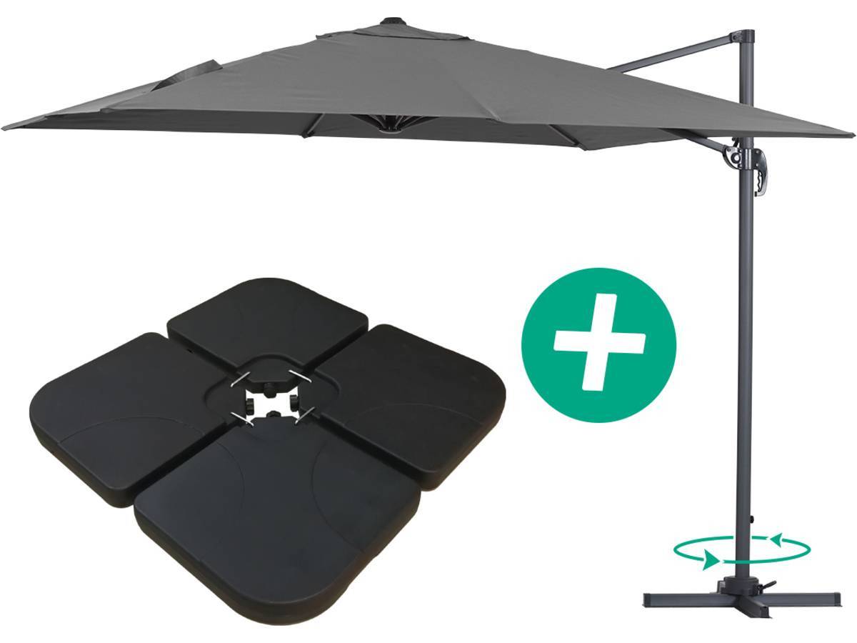 Parasol Jardin Déporté Alu "sun 3" - Carré - 3 X 3 M - Gris - Dalles Incluses -habitat Et Jardin - Image 1