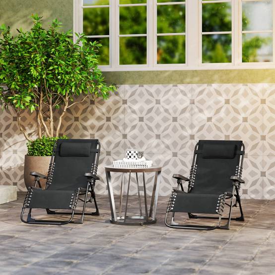 Lot de 2 Chaises Longues Métal Jardin Pliables Inclinables 90x65cm Noir - ComfortXL Outdoor Living - Image 10