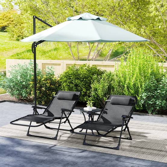Lot de 2 Chaises Longues Métal Jardin Pliables Inclinables 90x65cm Noir - ComfortXL Outdoor Living - Image 3