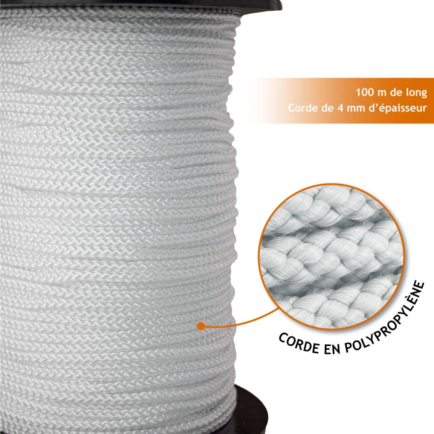 Linxor - Bobine de corde tressée 4 mm x 100 m - Blanc - Linxor - Image 2