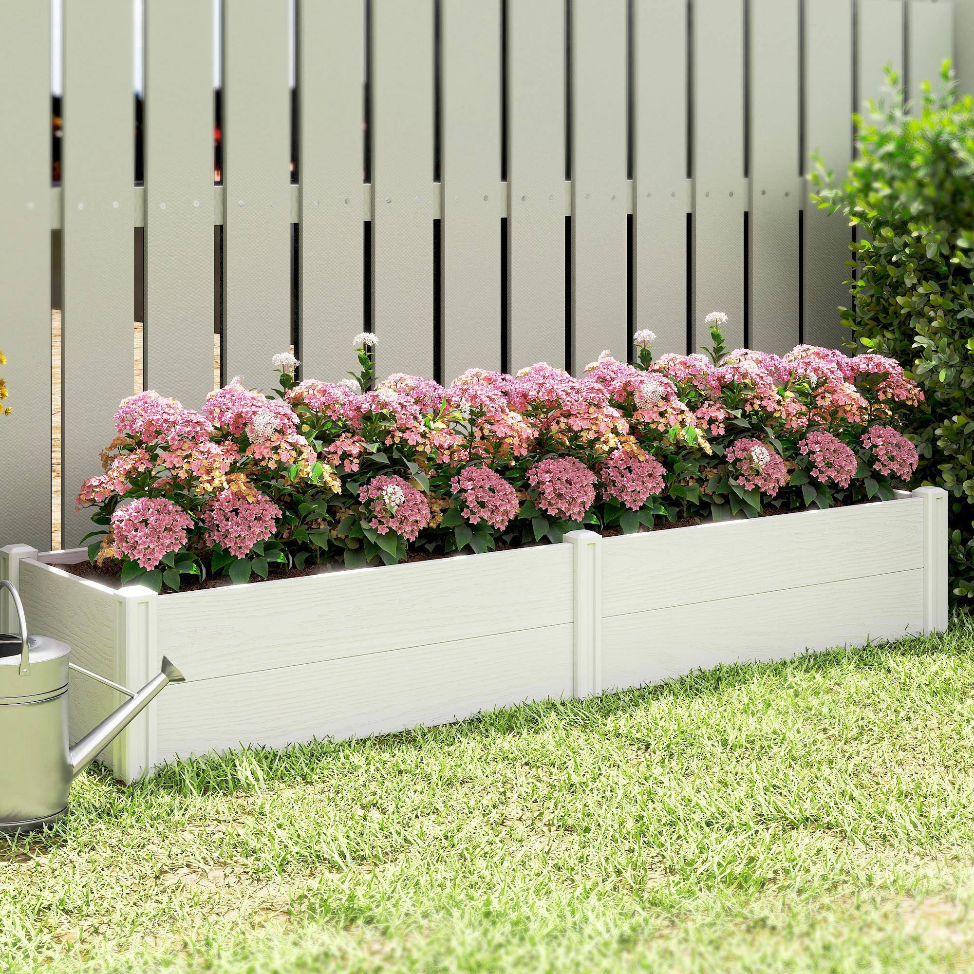 Sans Marque - Hochbeet Kunststoff steckbar Pflanzbeet DIY-Montage Frühbeet 197x54x33 cm Blanc - Image 4