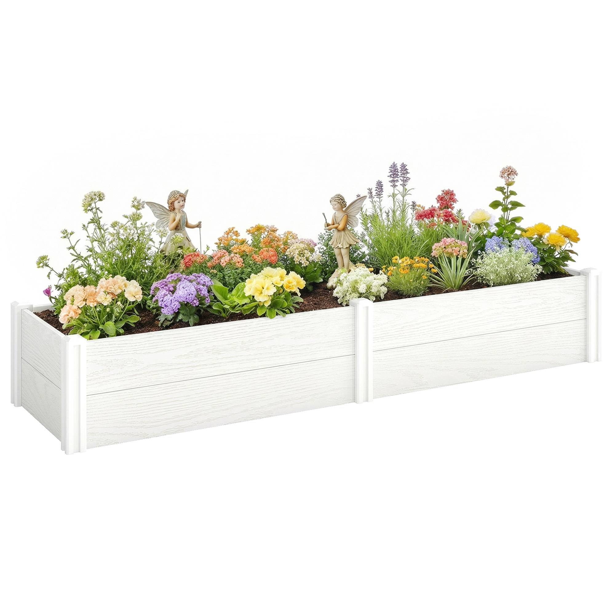 Sans Marque - Hochbeet Kunststoff steckbar Pflanzbeet DIY-Montage Frühbeet 197x54x33 cm Blanc - Image 1