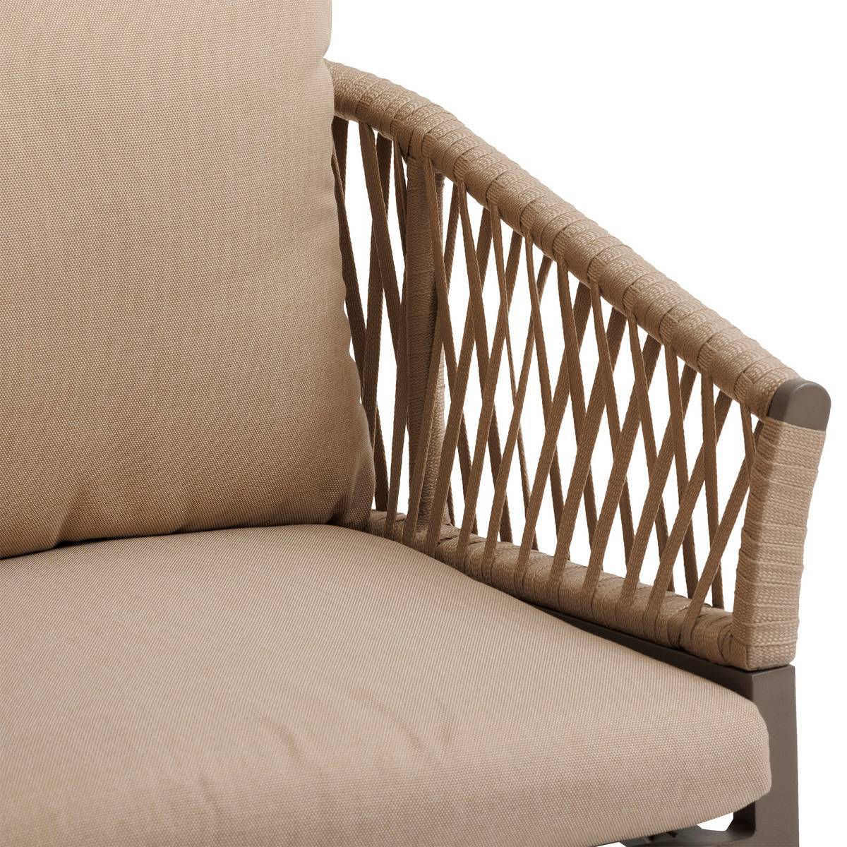 Hesperide - Lot de 2 fauteuils de jardin "Oriengo" miel & praline en aluminium et mailles tressées Hespéride - Image 3
