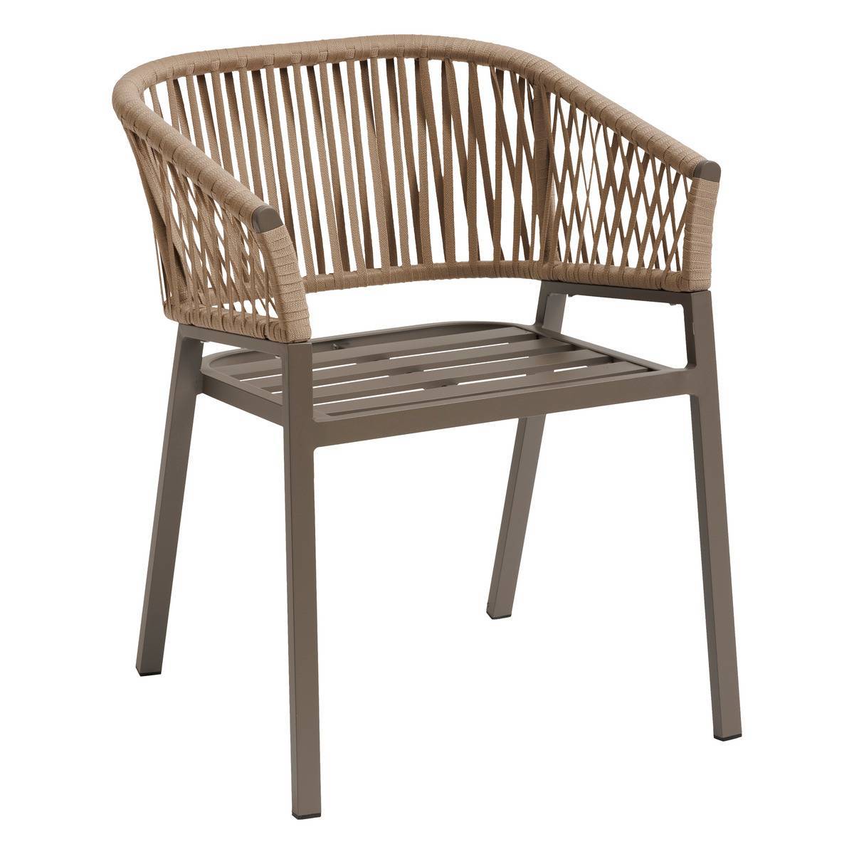 Hesperide - Lot de 2 fauteuils de jardin "Oriengo" miel & praline en aluminium et mailles tressées Hespéride - Image 2