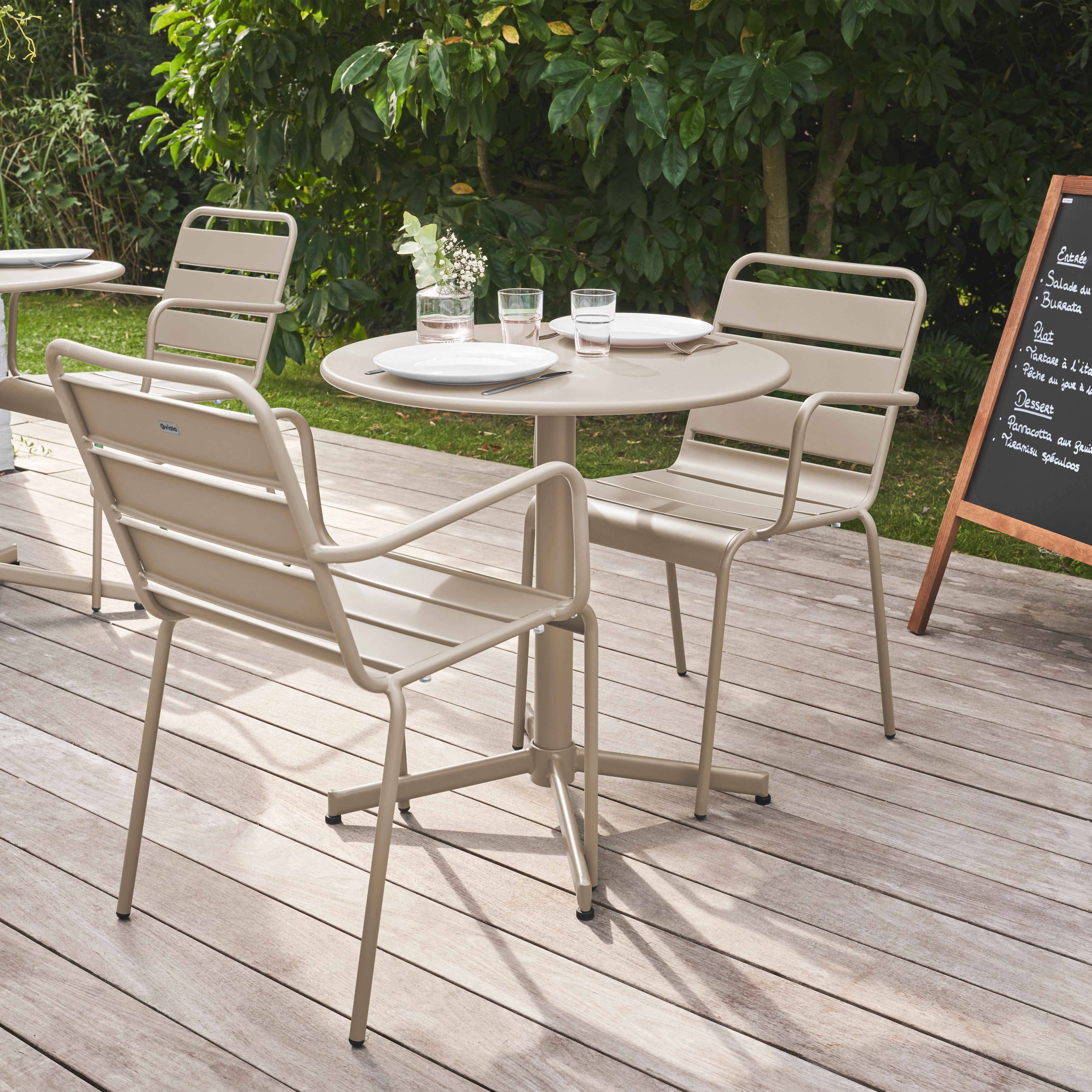 Oviala - Ensemble table de jardin et 2 fauteuils métal taupe Palavas - Oviala - Image 3