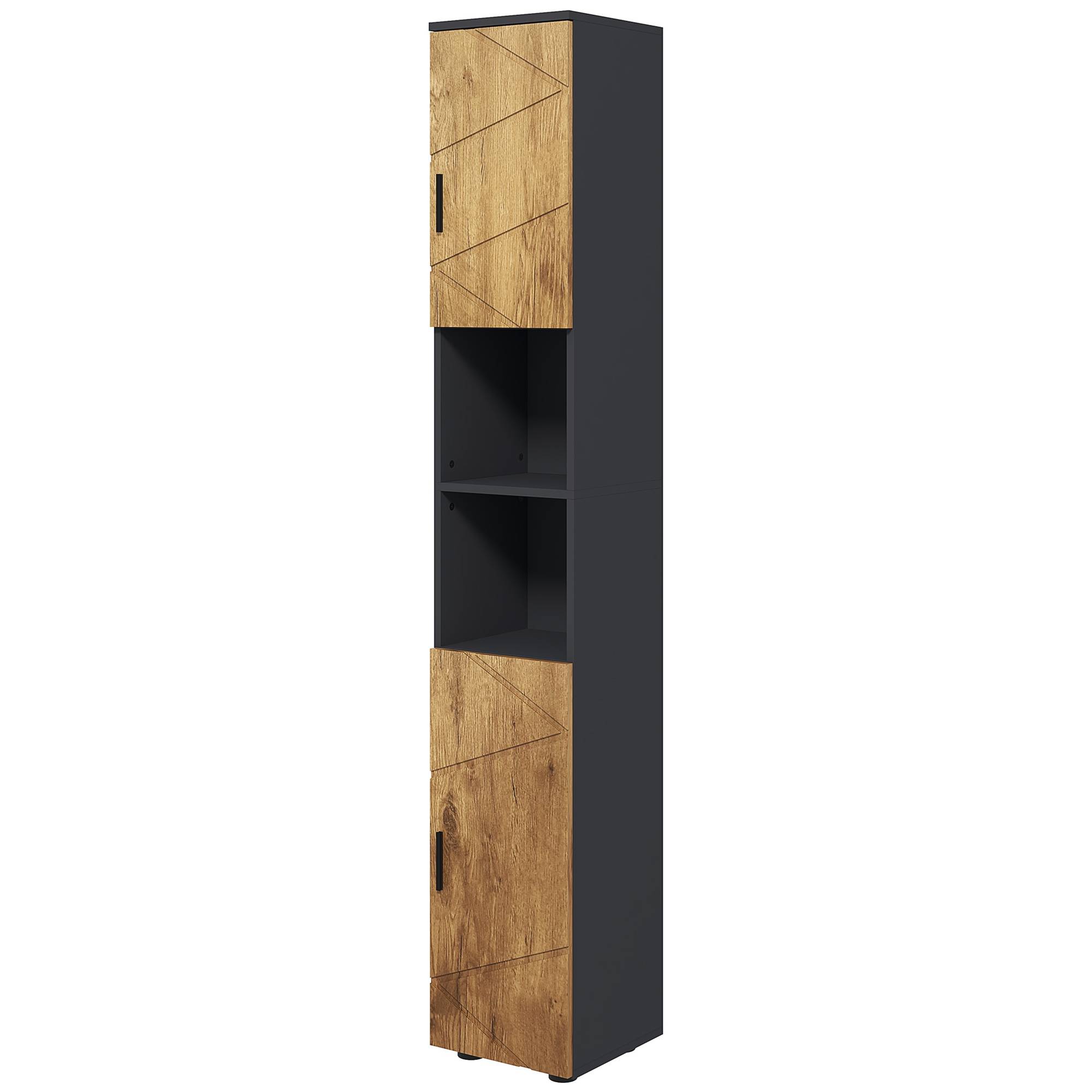 Sans Marque - Armoire salle bain haute étroite 30x30x183 cm chêne gris foncé - Image 2