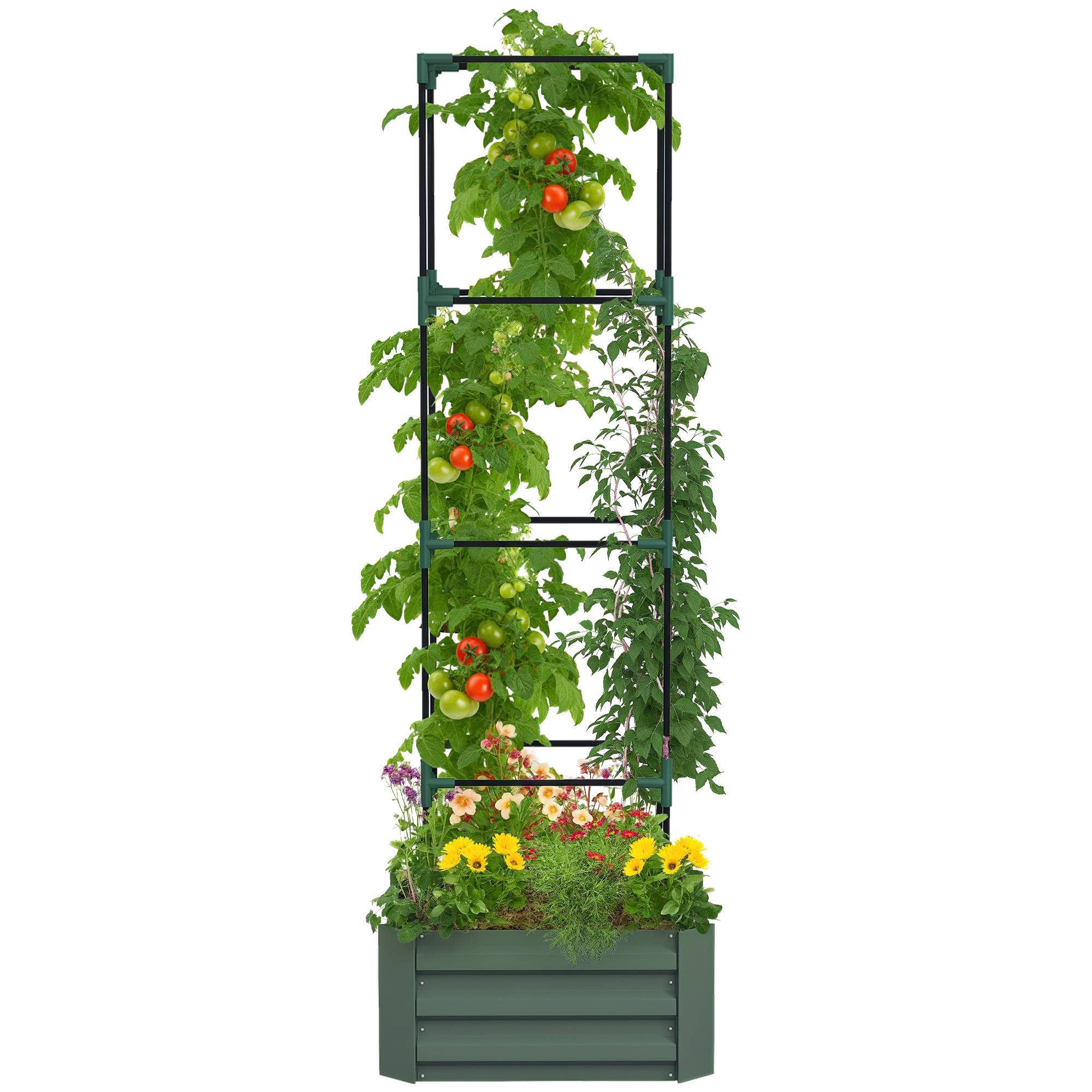 Jardinière acier galvanisé vert 61 x 61 x 187 cm - PANGIVO - Image 1
