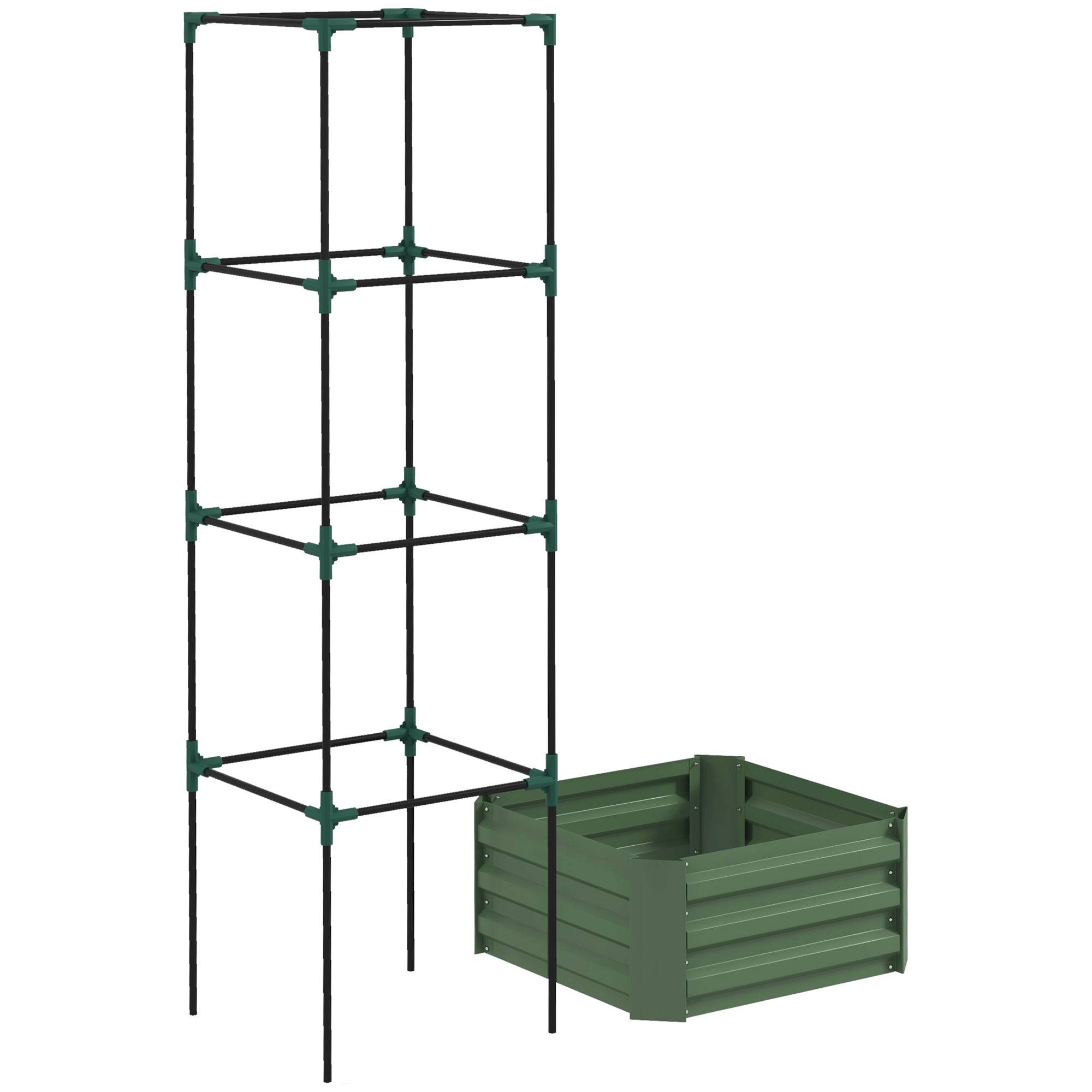 Jardinière acier galvanisé vert 61 x 61 x 187 cm - PANGIVO - Image 10
