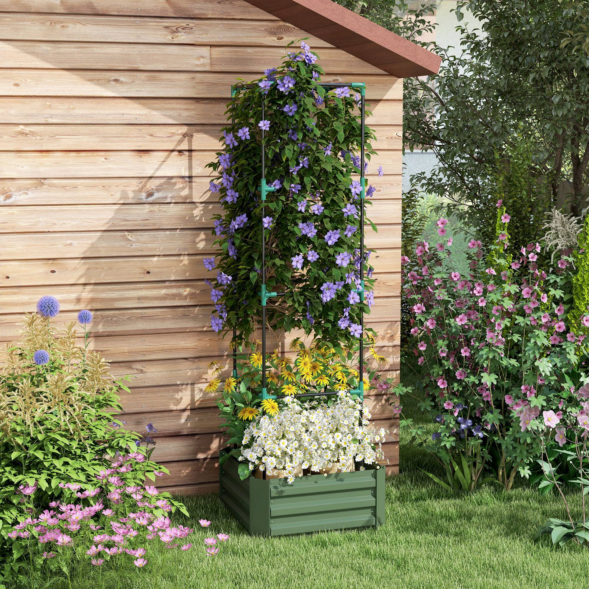 Jardinière acier galvanisé vert 61 x 61 x 187 cm - PANGIVO - Image 3