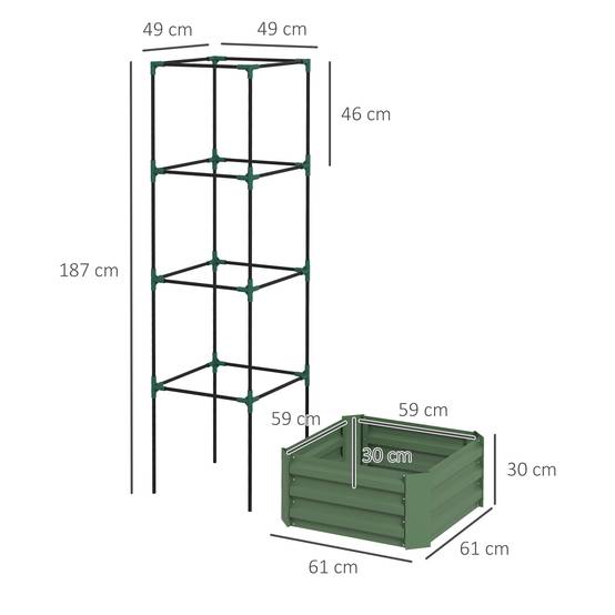 Jardinière acier galvanisé vert 61 x 61 x 187 cm - PANGIVO - Image 5