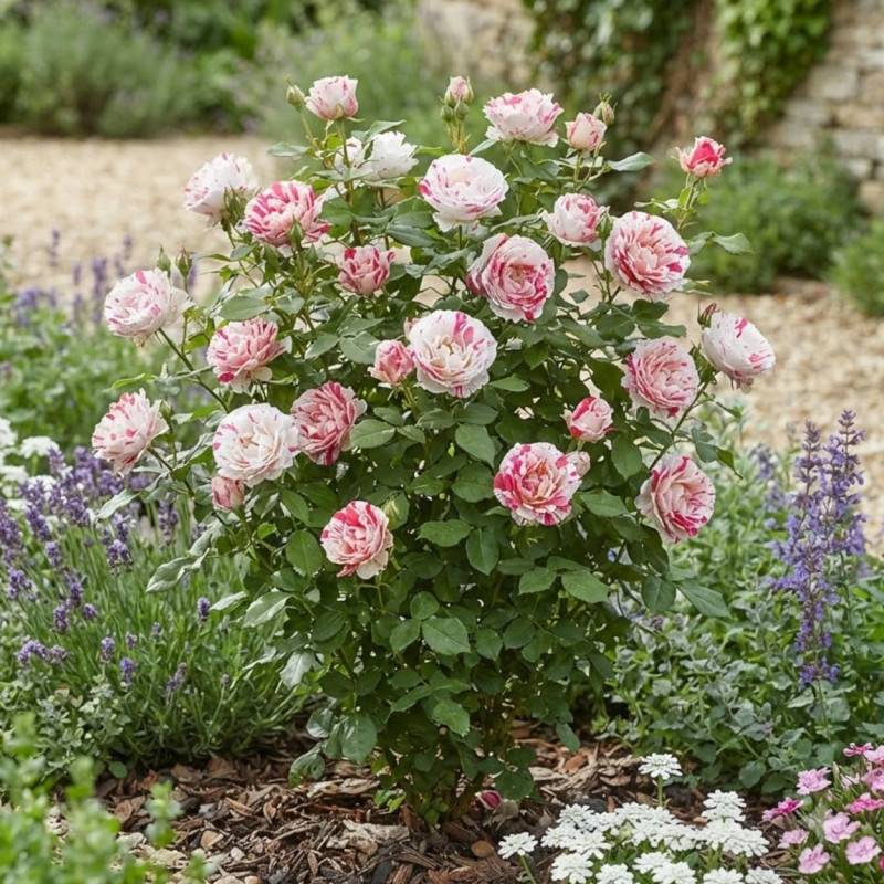 Rosier à fleurs groupées Scentimental® 'Wekplapep' à fleurs Blanche/Rouge - feuillage Caduc - Pot de 3L - 20/40 cm - Image 2