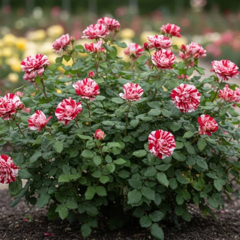 Rosier à fleurs groupées Scentimental® 'Wekplapep' à fleurs Blanche/Rouge - feuillage Caduc - Pot de 3L - 20/40 cm - Image 4