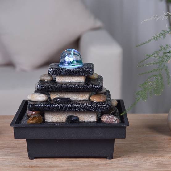 Zen Light - Fontaine d'Intérieur Eka - Fontaine Cascade Escalier Temple - Décoration Zen Relaxante - Éclairage Led - H 18cm – Zen'Light - Image 8