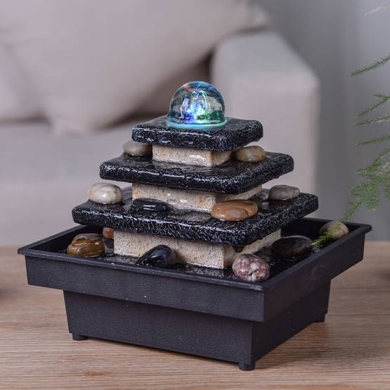 Zen Light - Fontaine d'Intérieur Eka - Fontaine Cascade Escalier Temple - Décoration Zen Relaxante - Éclairage Led - H 18cm – Zen'Light - Image 9