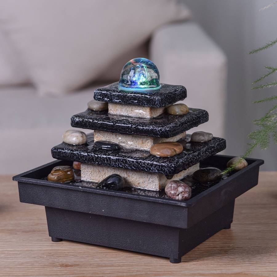Fontaine D'intérieur Zen Arome – Cascade LED, Bouddha, 18cm, Grise