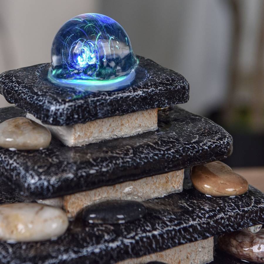 Zen Light - Fontaine d'Intérieur Eka - Fontaine Cascade Escalier Temple - Décoration Zen Relaxante - Éclairage Led - H 18cm – Zen'Light - Image 6