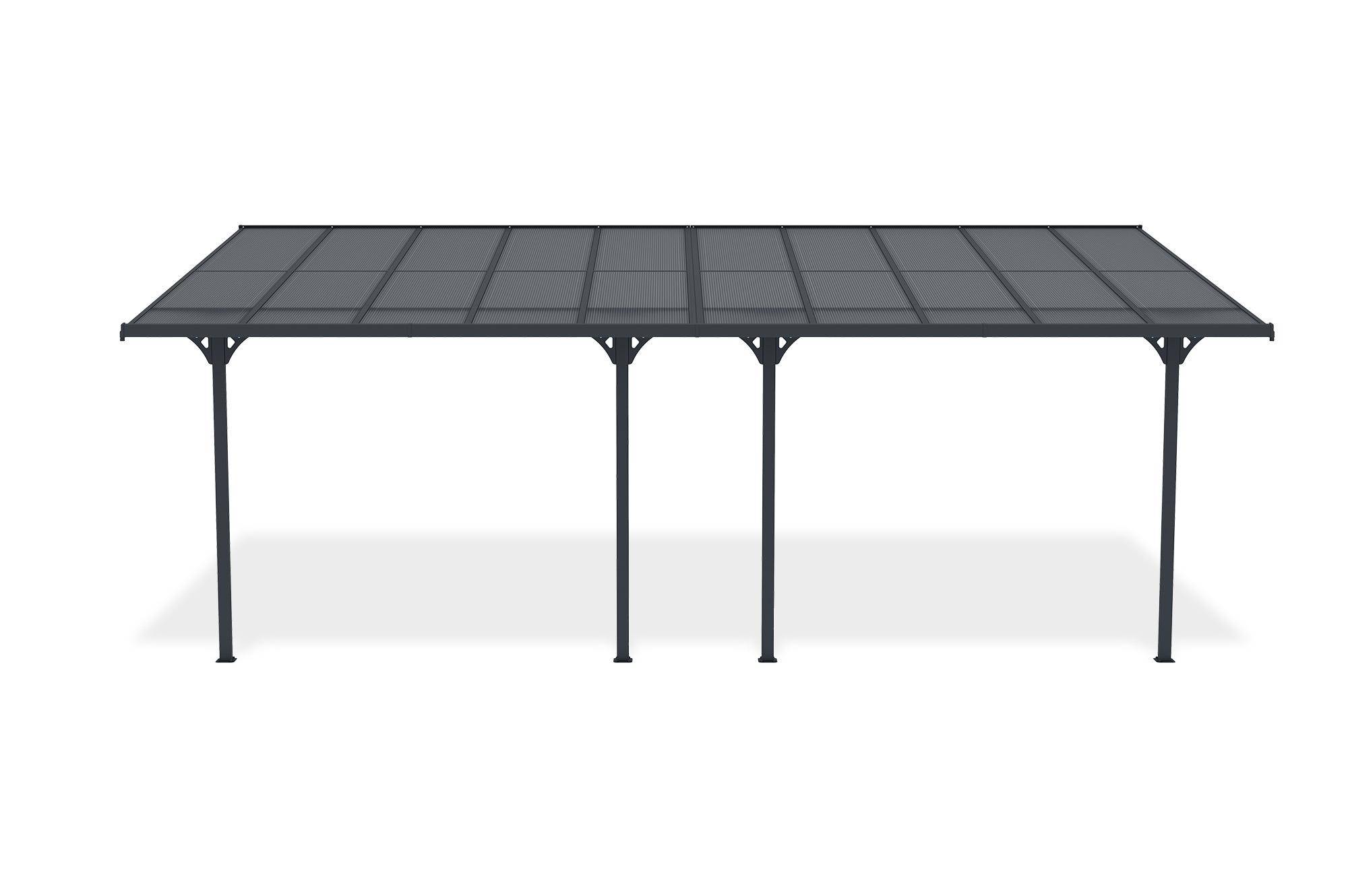 CAZEBOO - Cazeboo Pergola/Carport adossée 18m² KLEO 6x3 m gris - toit terrasse en aluminium et polycarbonate - Image 3