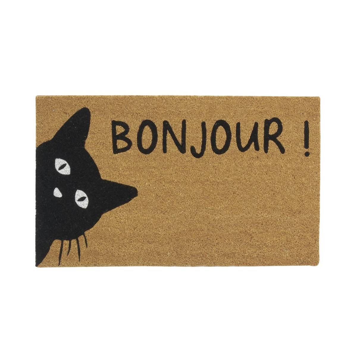 Aubry Gaspard - Paillasson coco intérieur extérieur 75 x 45 cm Chat bonjour - Image 1