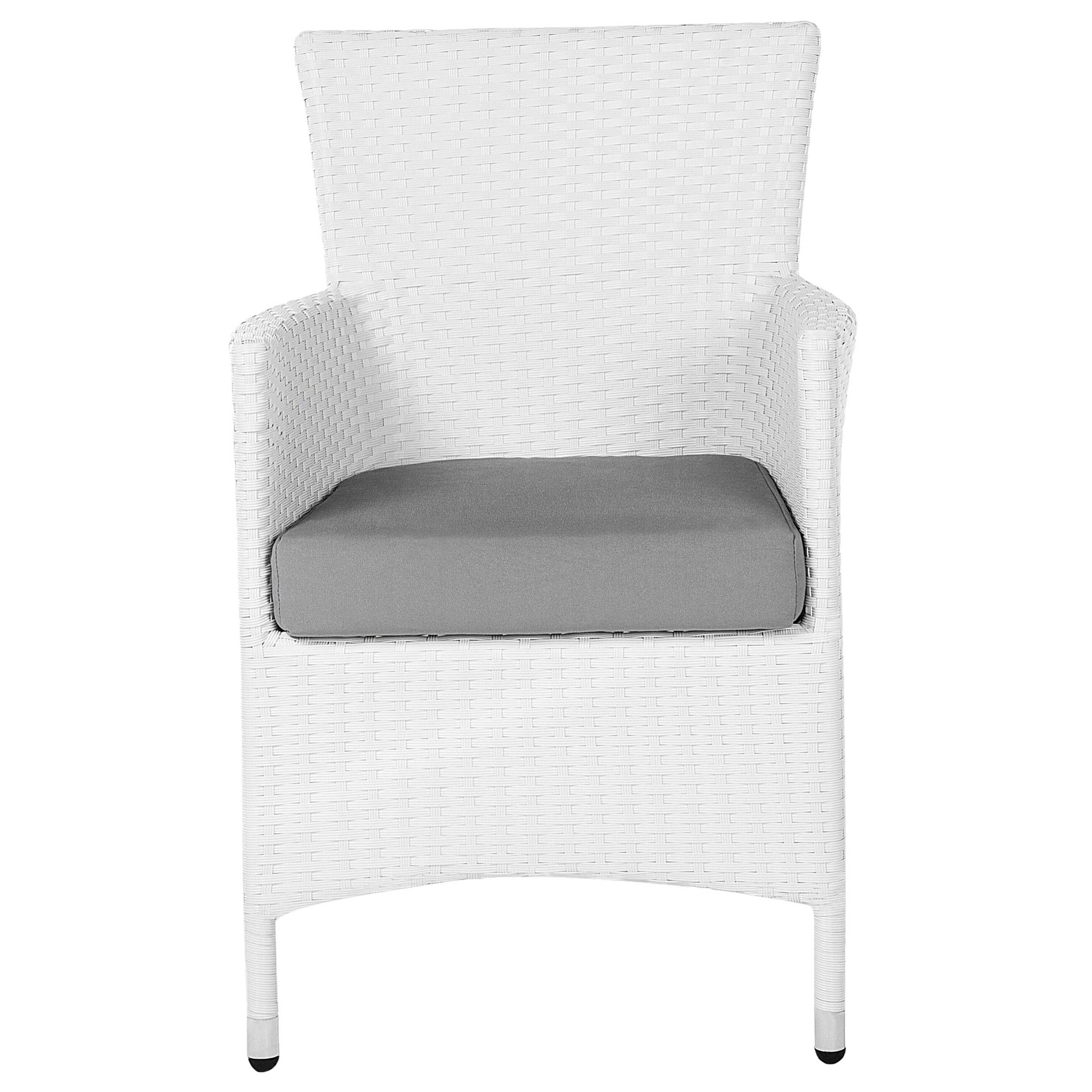 Beliani - Lot 2 Chaises Grises en Rotin Fauteuils de Jardin avec Coussins Blancs Confort d\'Assise et Style Moderne pour Extérieur Contemporain - Image 4