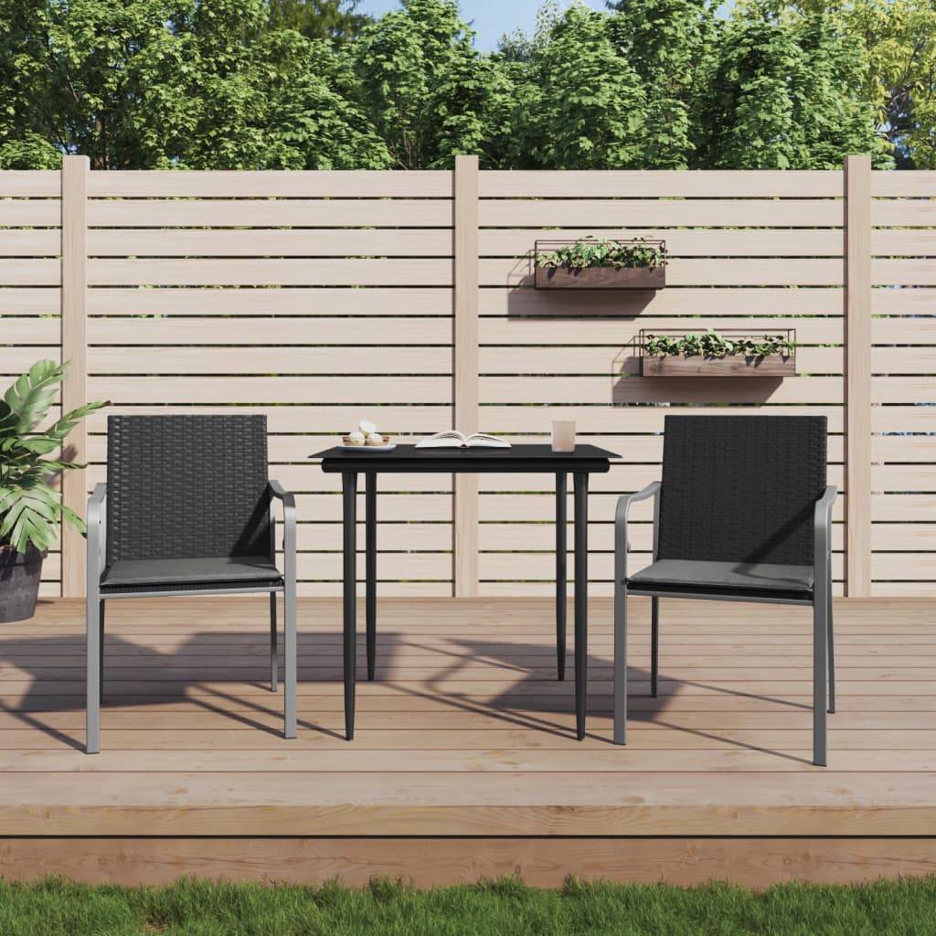 PANGIVO - Chaises de jardin rotin noir avec coussins 56 x 59 x 84 cm - PANGIVO - Image 1