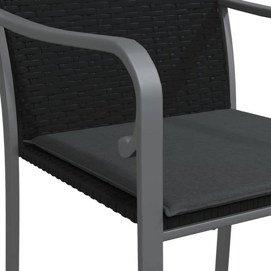 PANGIVO - Chaises de jardin rotin noir avec coussins 56 x 59 x 84 cm - PANGIVO - Image 7