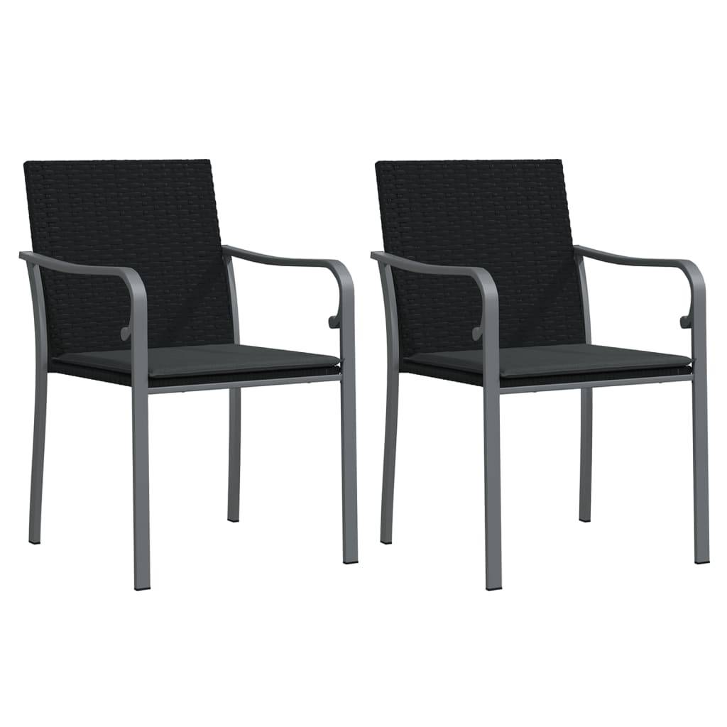 PANGIVO - Chaises de jardin rotin noir avec coussins 56 x 59 x 84 cm - PANGIVO - Image 2
