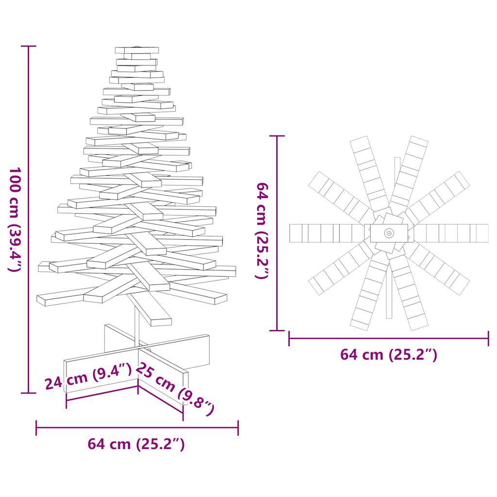 Maison Chic - Sapin de Noël | Arbre de Noël en bois pour décoration 100 cm bois de pin massif Maison Chic - Image 8