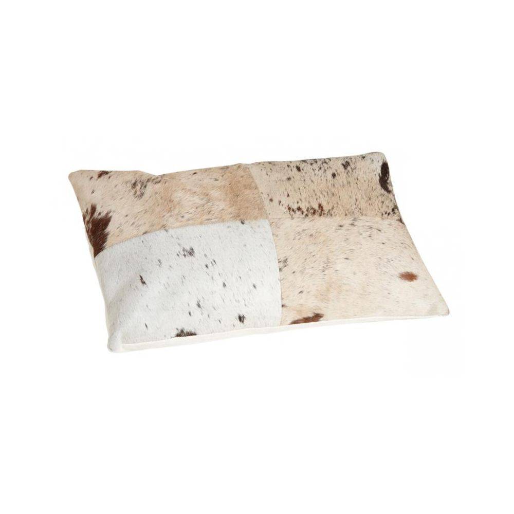 Aubry Gaspard - Coussin en peau de vache véritable modèle aléatoire Marron et blanc 50x30 - Image 2