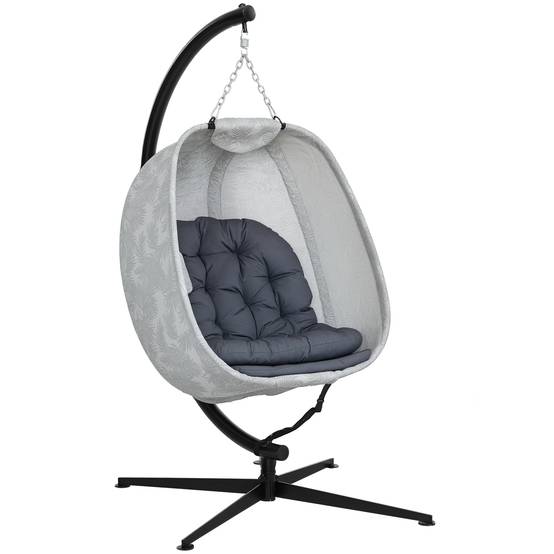 Fauteuil suspendu de jardin acier toile textilène respirante pliable gris - ComfortXL Outdoor Living - Image 1