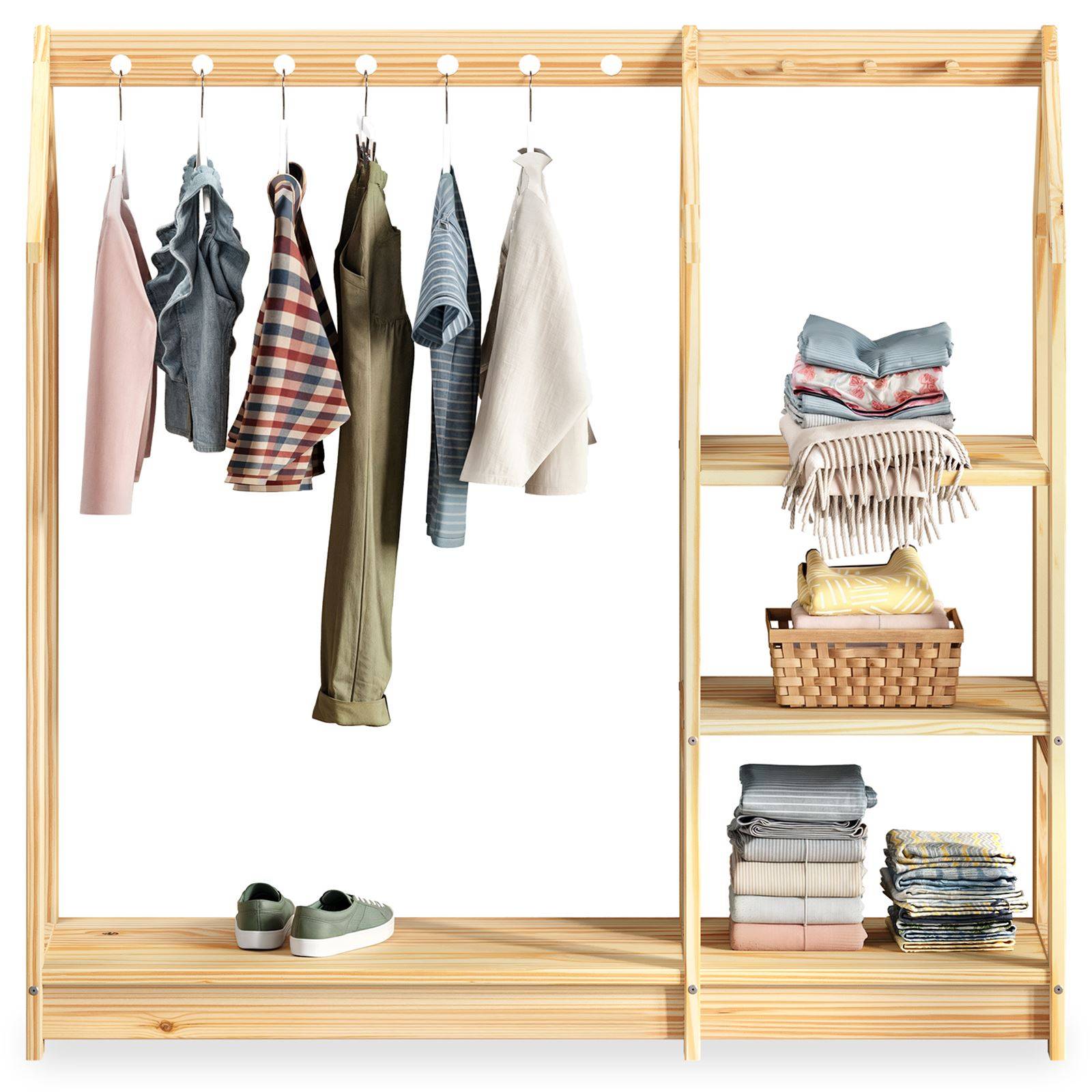 Atmosphera Kids Penderie Pour Enfant En Bois Dream - 76 X H.126 Cm Marron - Rangement Pratique Et Économiseur D'Espace