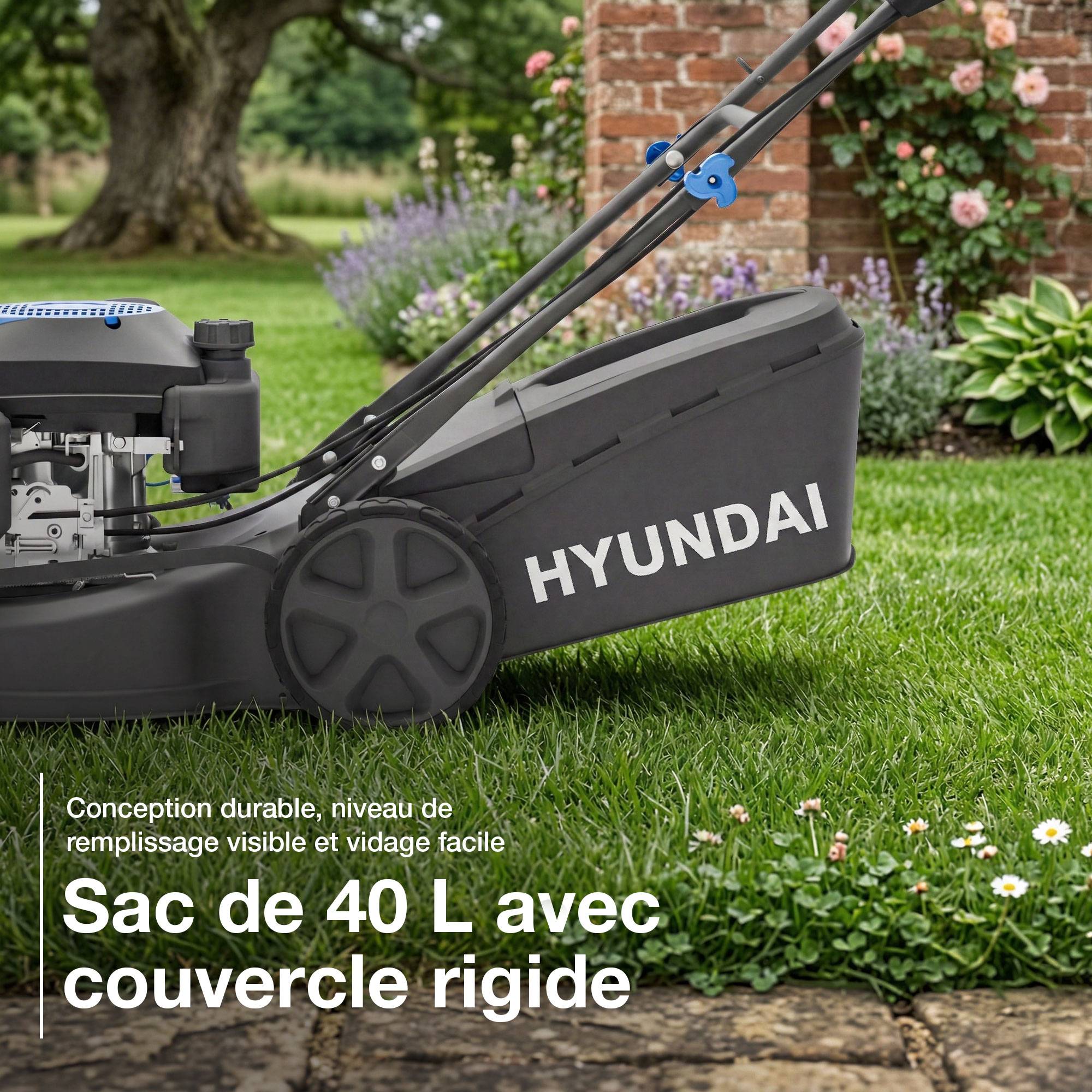 Tondeuse à Gazon Thermique Autotractée 43 cm 139 cm3 40L 4-en-1 Mulching Hyundai - Image 7