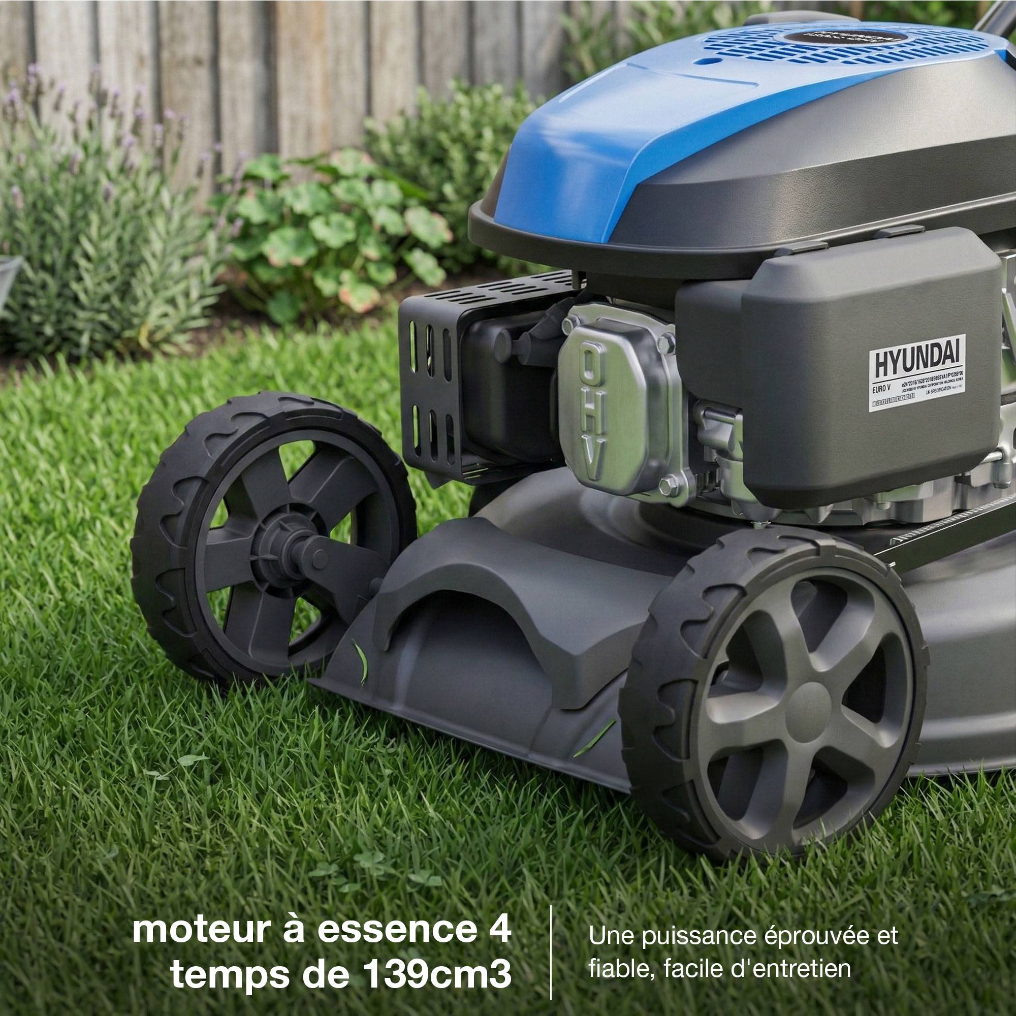 Tondeuse à Gazon Thermique Autotractée 43 cm 139 cm3 40L 4-en-1 Mulching Hyundai - Image 10