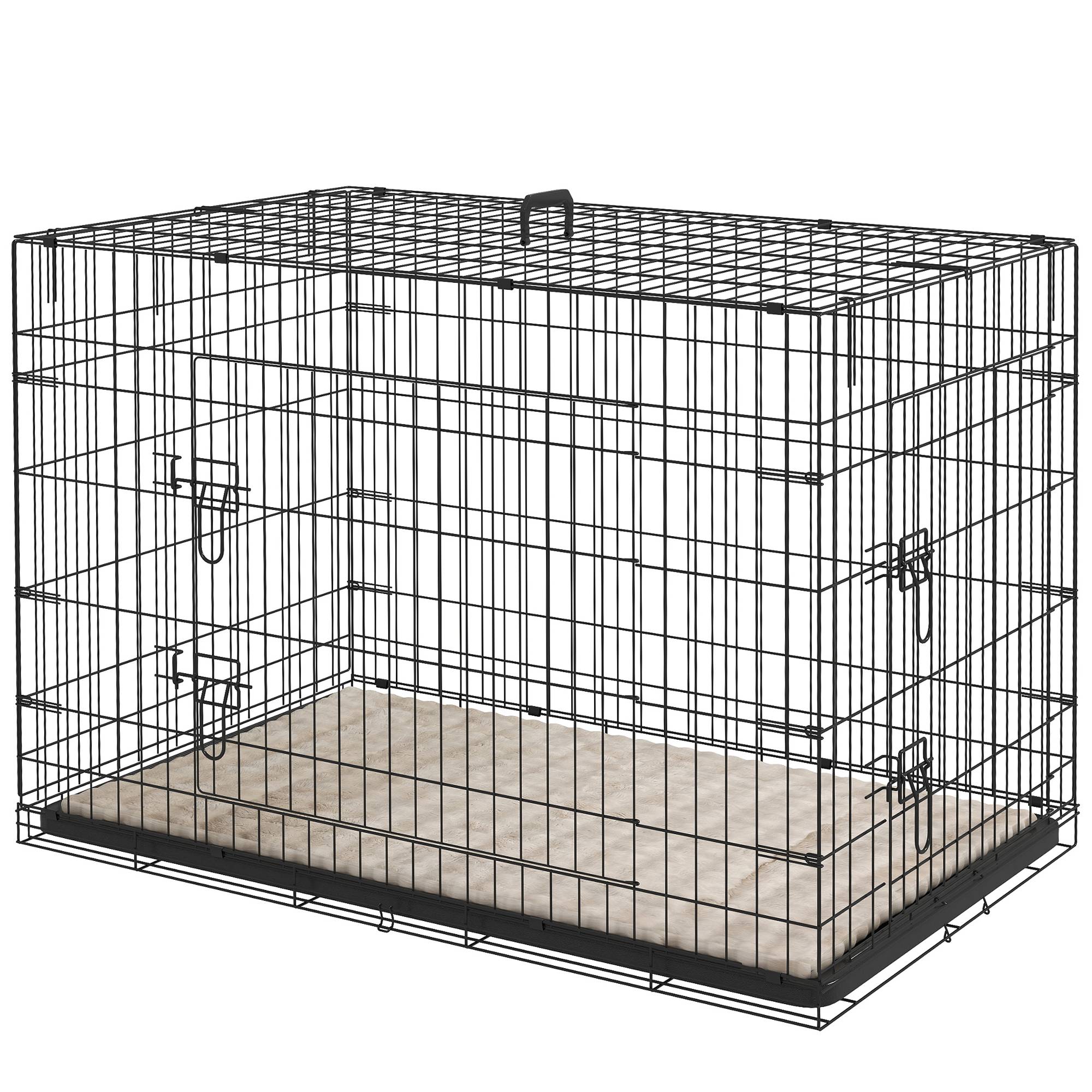 Sans Marque - Cage caisse de transport pliante pour chien poignée, plateau amovible, coussin fourni 105 x 70 x 75 cm noir - Image 2