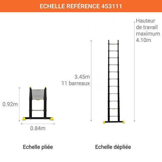 Echelle télescopique CENTAURE 11 Echelons - L 3.45M - 474111 - Image 2