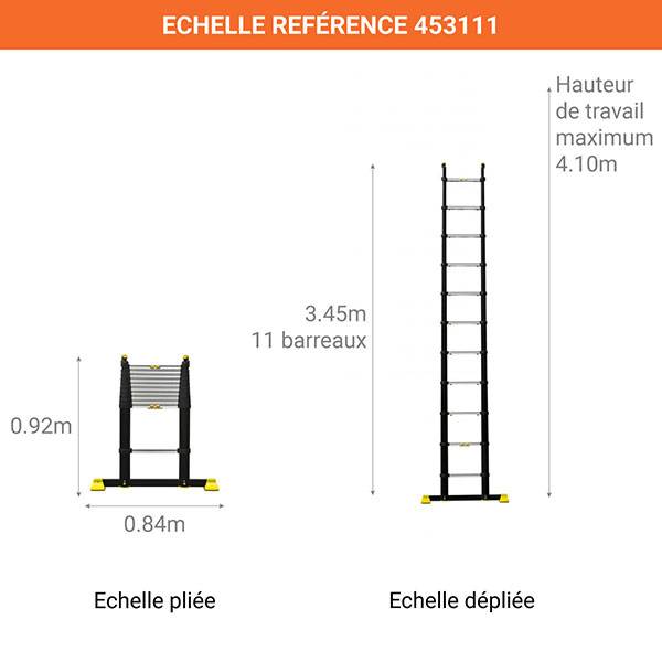 Echelle télescopique CENTAURE 11 Echelons - L 3.45M - 474111 - Image 2