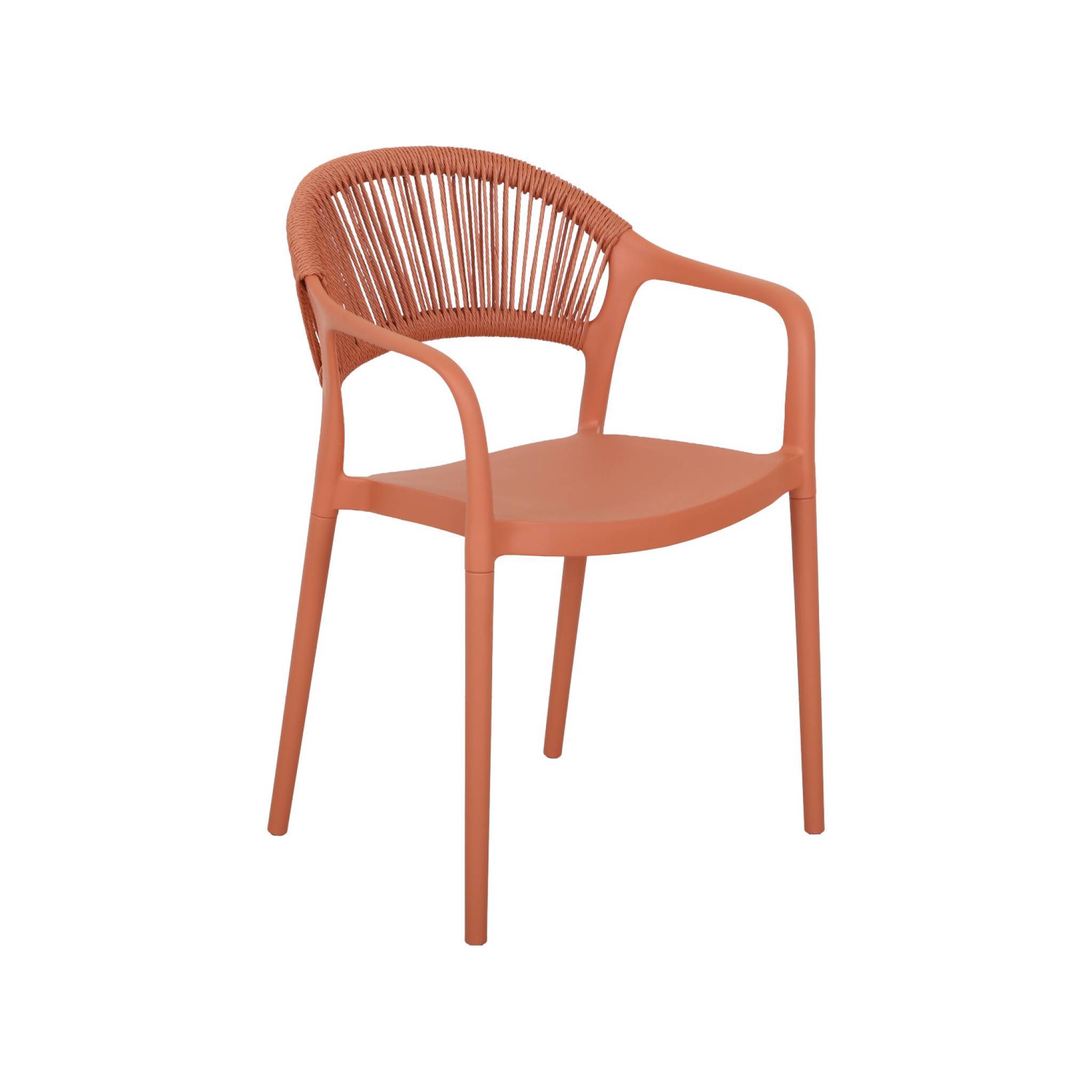 sweeek - Chaise de jardin empilable avec effet corde terracotta (lot de 4) - Jovia | sweeek - Image 3