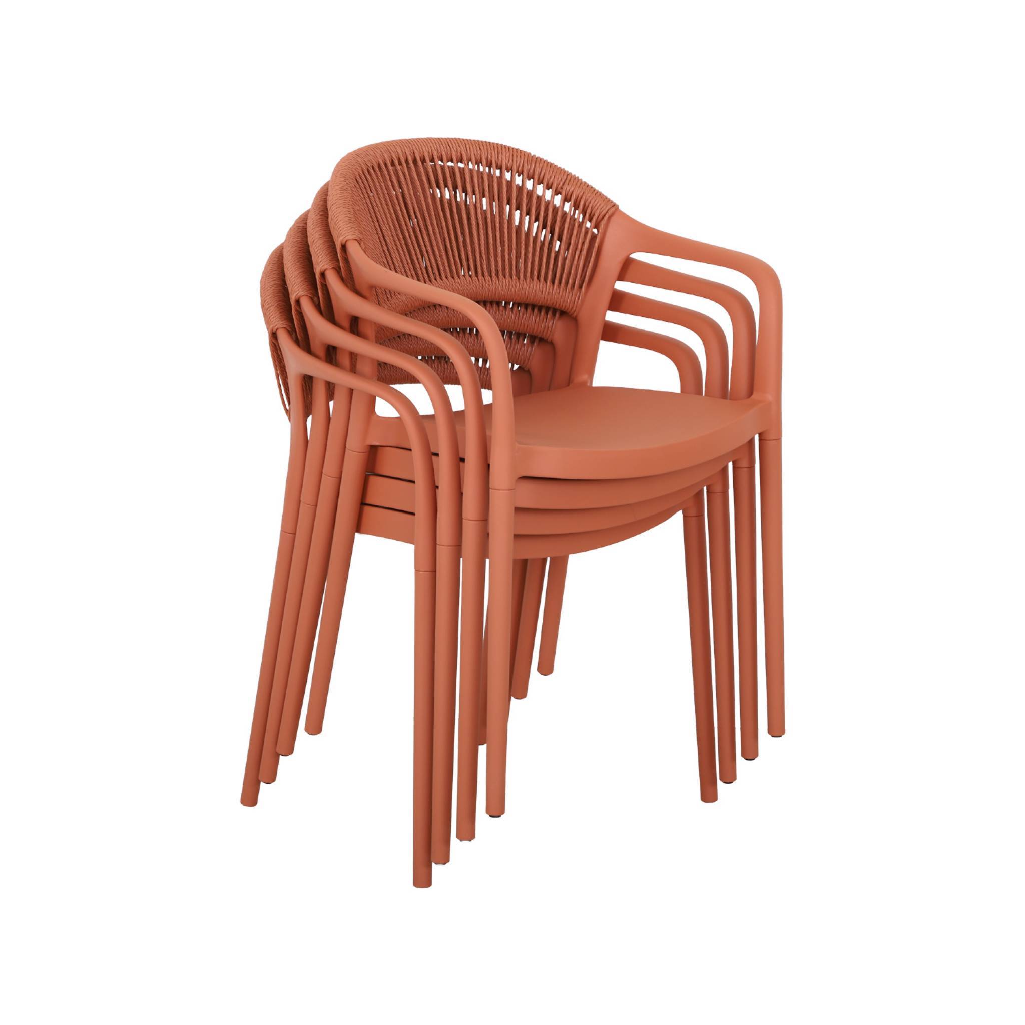 sweeek - Chaise de jardin empilable avec effet corde terracotta (lot de 4) - Jovia | sweeek - Image 6