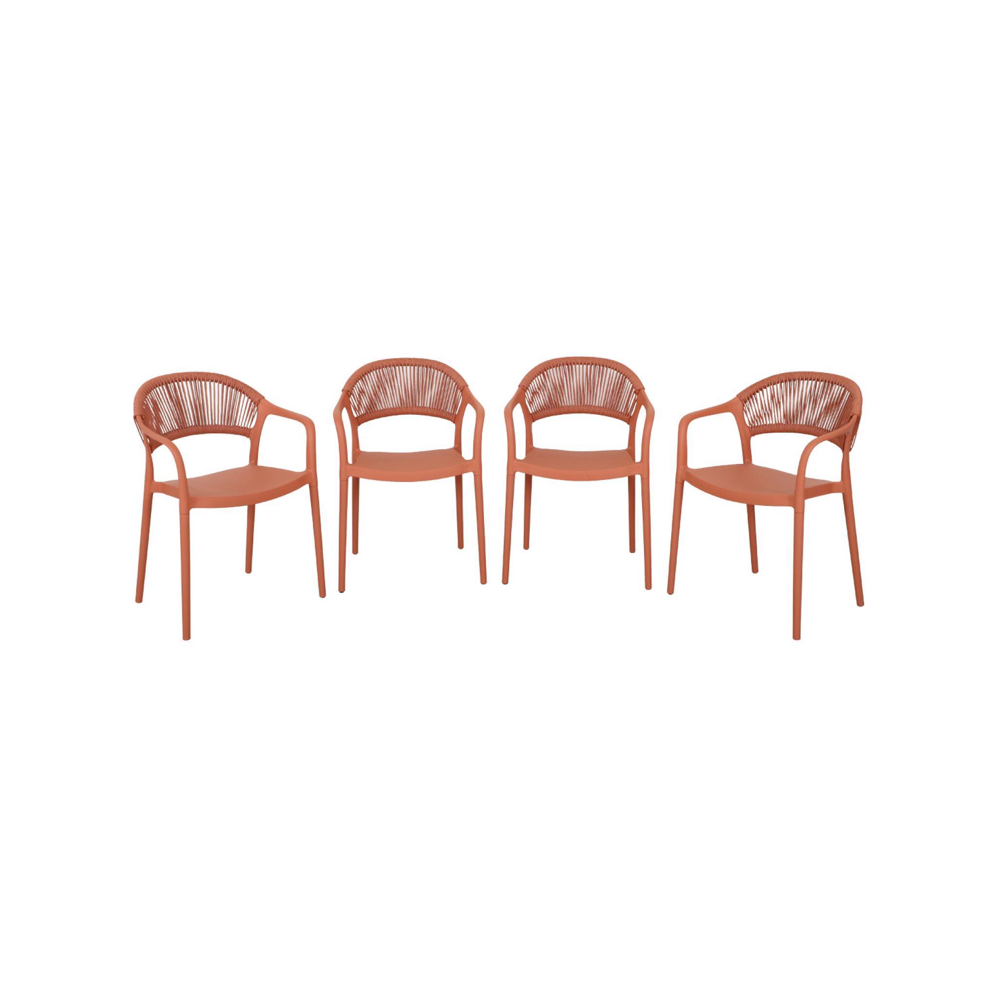 sweeek - Chaise de jardin empilable avec effet corde terracotta (lot de 4) - Jovia | sweeek - Image 2
