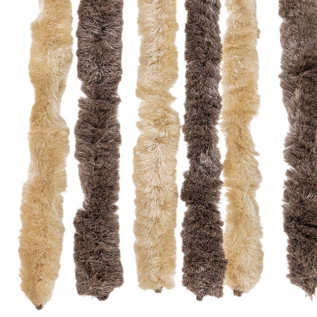 Rideau anti-mouches, Panneau de rideau marron foncé et beige 56x185 cm chenille - Image 6