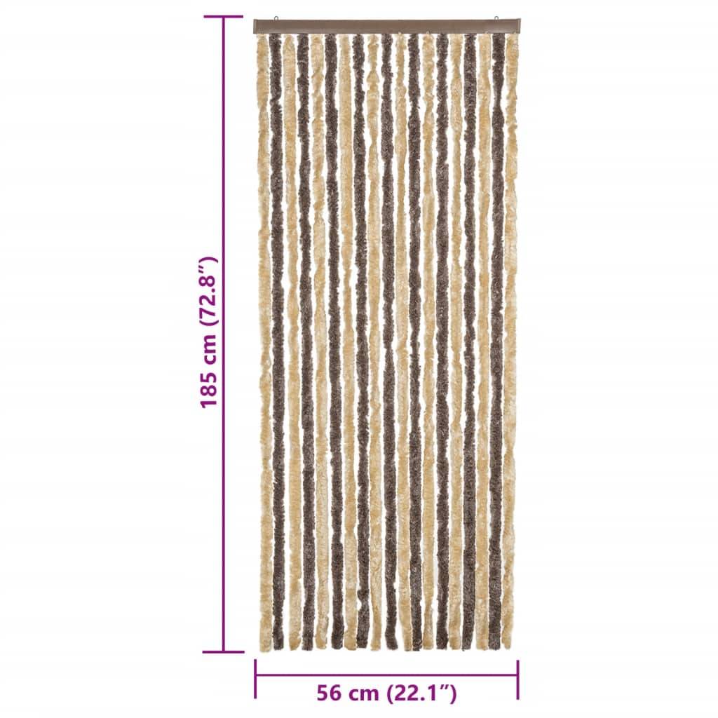 Rideau anti-mouches, Panneau de rideau marron foncé et beige 56x185 cm chenille - Image 7