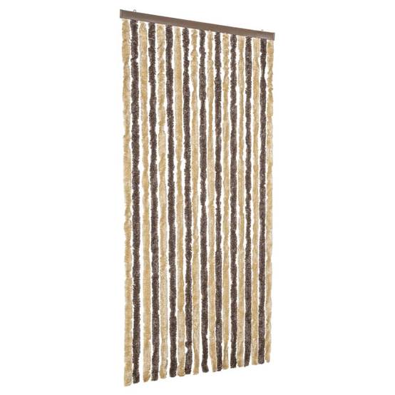 Rideau anti-mouches, Panneau de rideau marron foncé et beige 56x185 cm chenille - Image 1