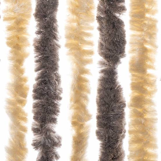 Rideau anti-mouches, Panneau de rideau marron foncé et beige 56x185 cm chenille - Image 5