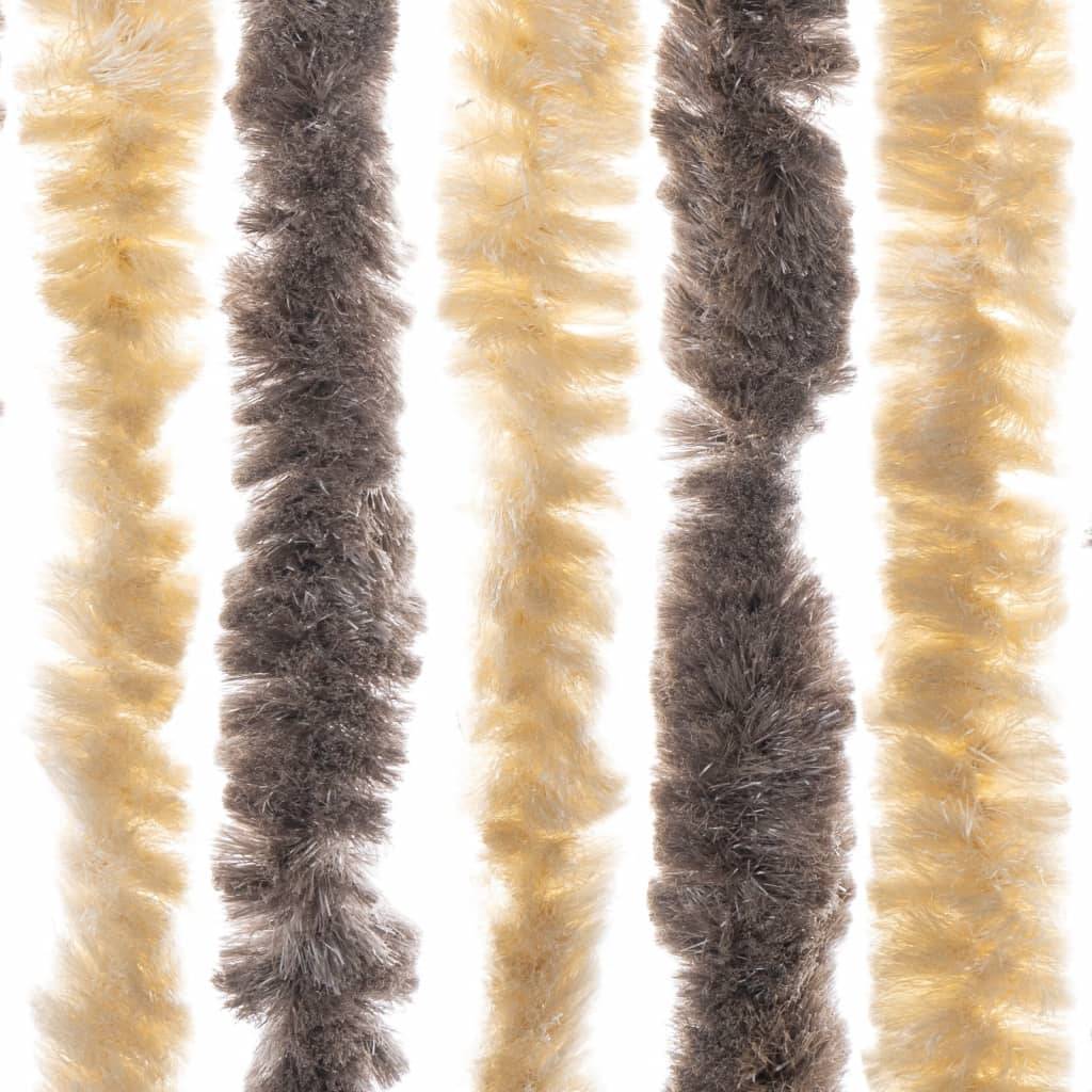 Rideau anti-mouches, Panneau de rideau marron foncé et beige 56x185 cm chenille - Image 5