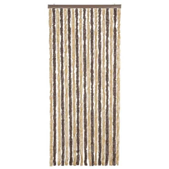 Rideau anti-mouches, Panneau de rideau marron foncé et beige 56x185 cm chenille - Image 3