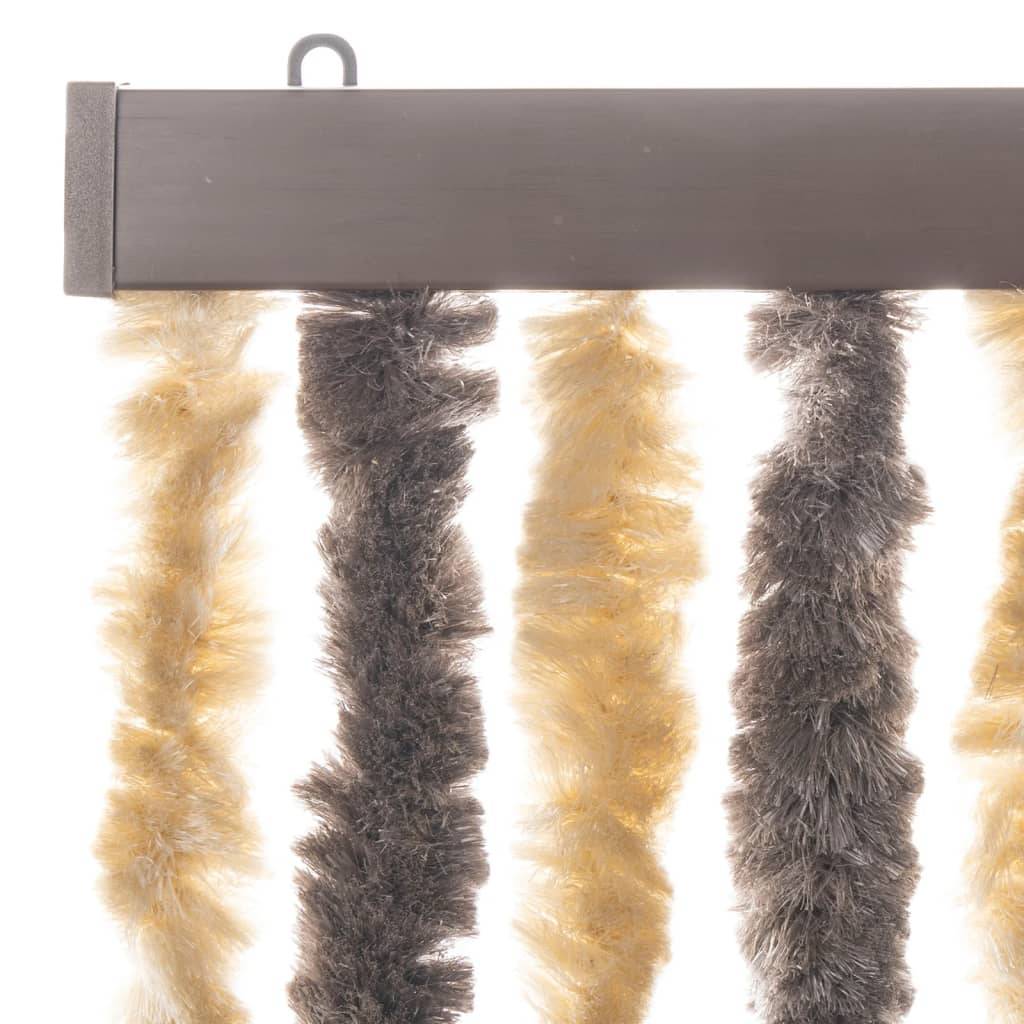 Rideau anti-mouches, Panneau de rideau marron foncé et beige 56x185 cm chenille - Image 4