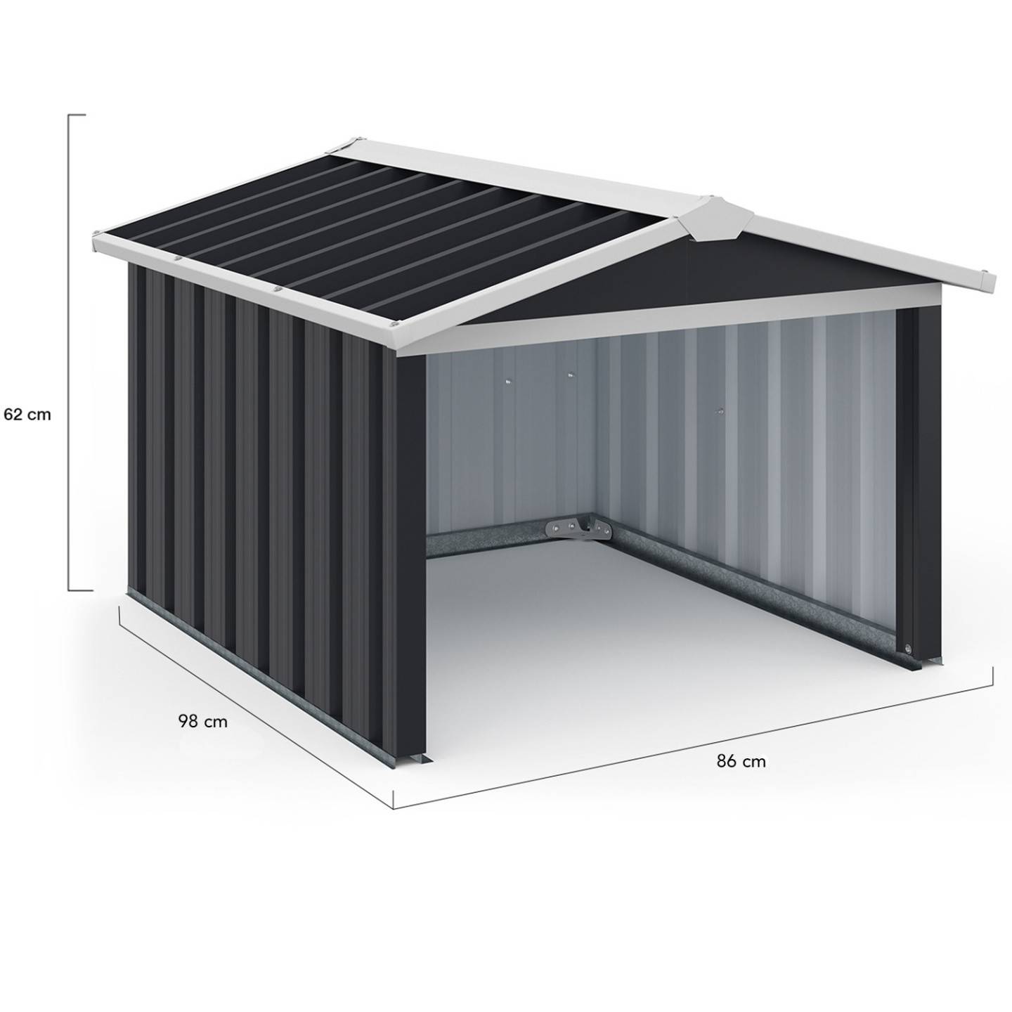 Garage pour robot tondeuse toit à 2 pentes métal gris anthracite 86 x 98 x 62 cm - Image 4
