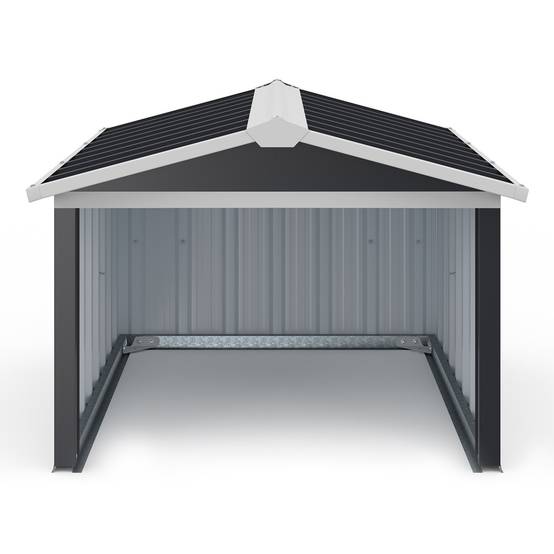 Garage pour robot tondeuse toit à 2 pentes métal gris anthracite 86 x 98 x 62 cm - Image 3