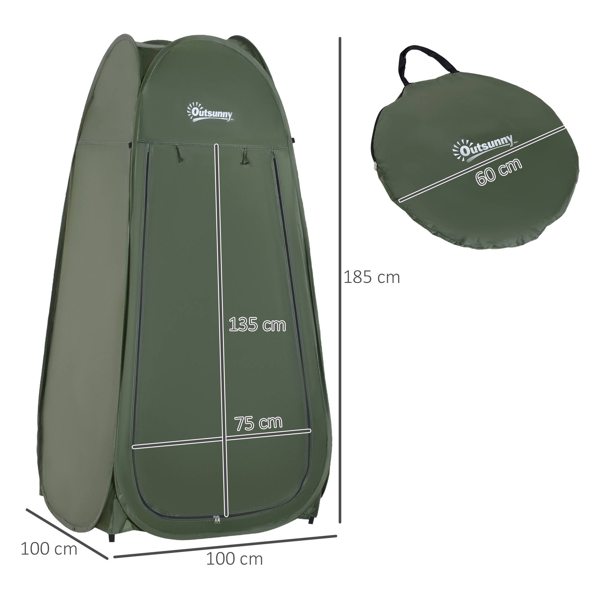 Tente douche pliable portable UV avec sac de transport verte, plage pêche et randonnée extérieur - Image 4