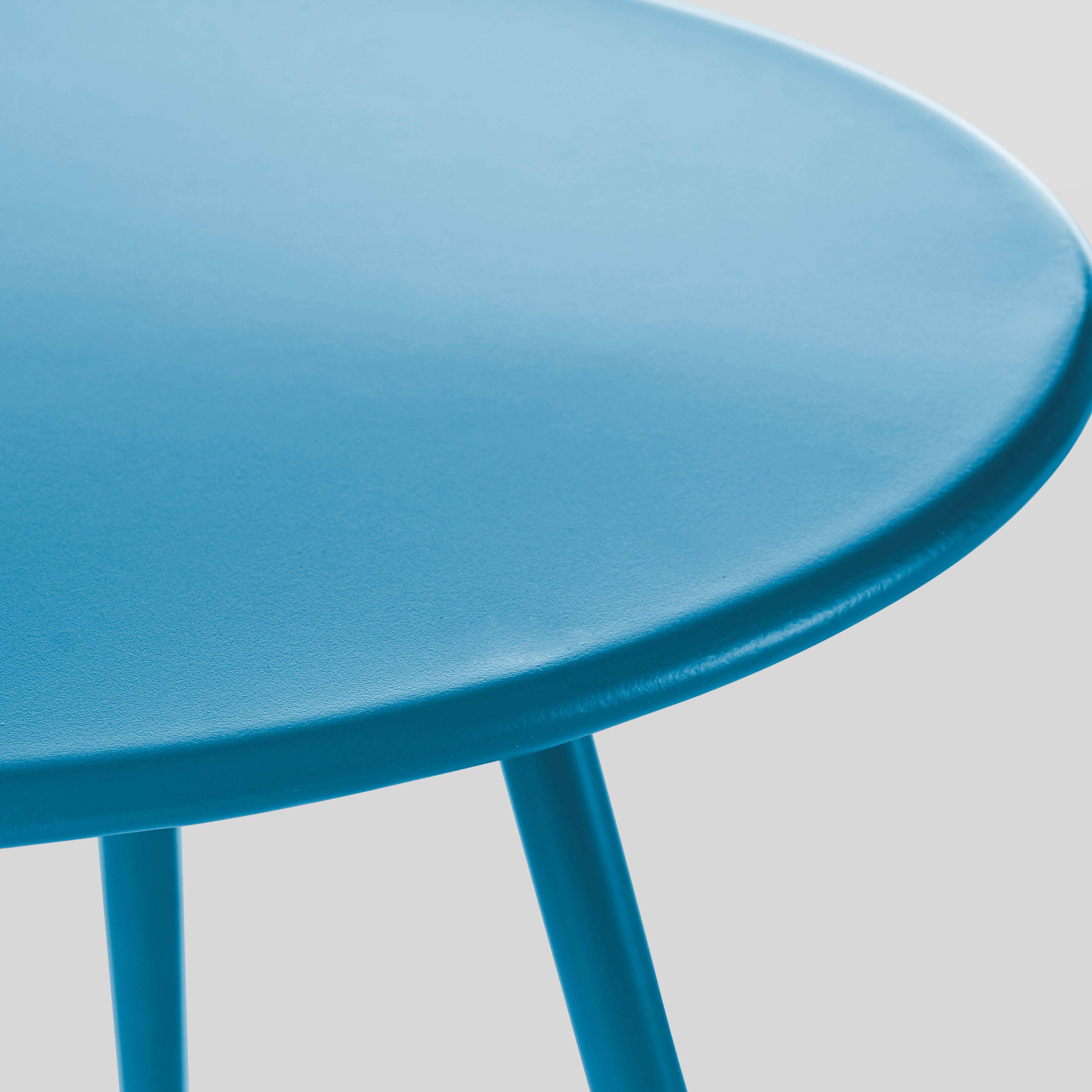 Oviala - Table basse de jardin ronde en métal bleu pacific 50 cm Palavas - Oviala - Image 4