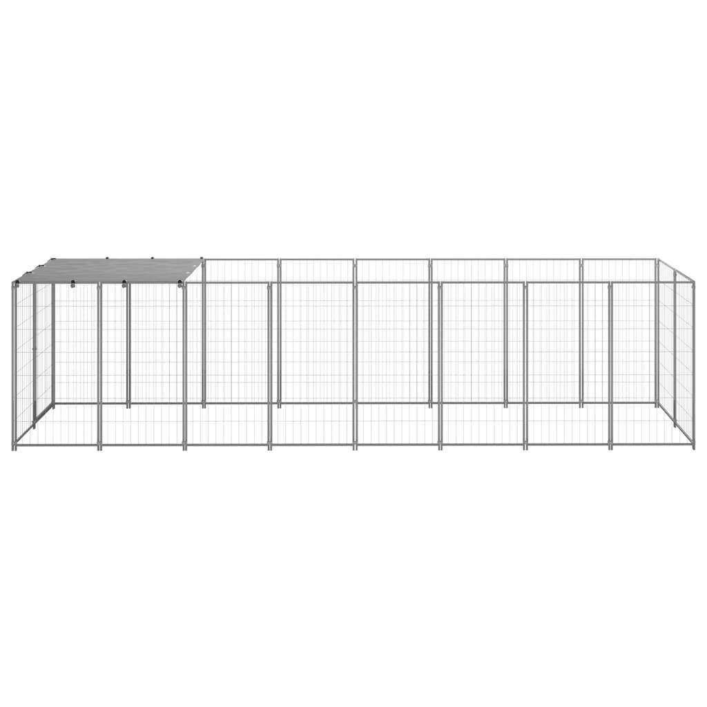 Chenil Extérieur pour Chien Acier Jardin avec Toit de Protection 4,84 m² Argenté - ComfortXL Pet Living - Image 2